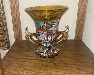Moser glass vase enamel/Czech