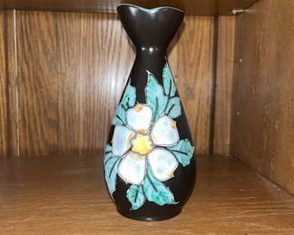 Vancouver Pottery Bud Vase Dogwood Pattern Canada 6.5"