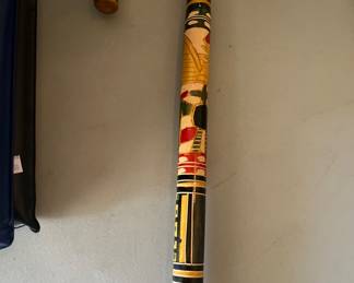 Wood Cane Hand Painted Carved Colorful Artwork Mexico Native American