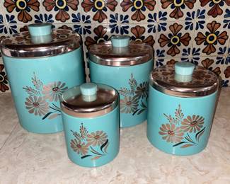 MCM turquoise canisters