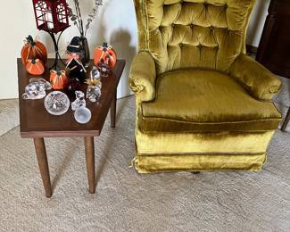 Gold, rocking chair, MCM side table