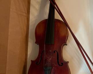 Unmarked violin with two bows