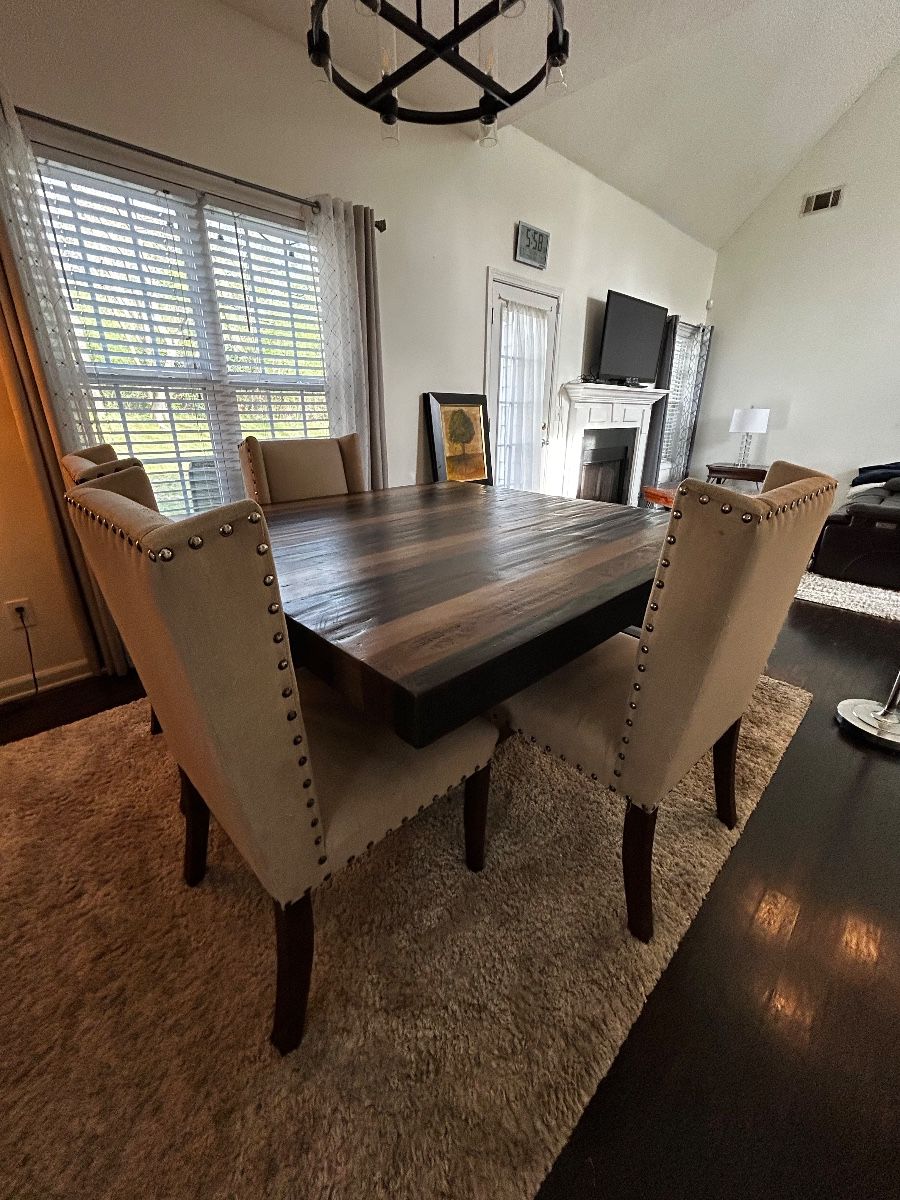 Dining set different view of seating 