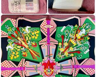 Silk Scarf by Hermes- 90cm square, new in original box w/retail tag attached 