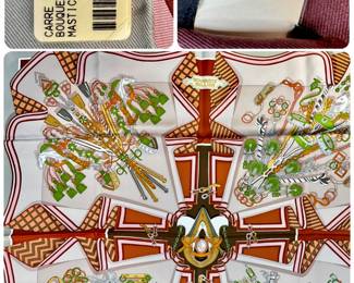 Silk Scarf by Hermes- 90cm square, new in original box w/retail tag attached 
