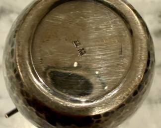 Pair of Japanese Silver Sake decanters with Hand Hammered Body