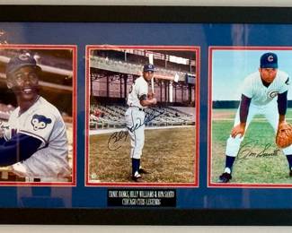 3 in 1 Cubs Presention including Ernie Banks, Billy Williams and Ron Santa all signed photos