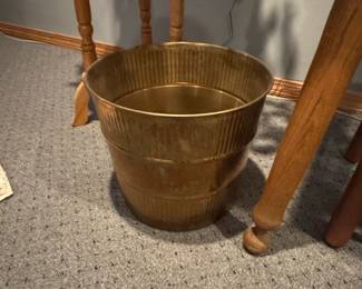 Vintage Ribbed Brass Bucket or Planter