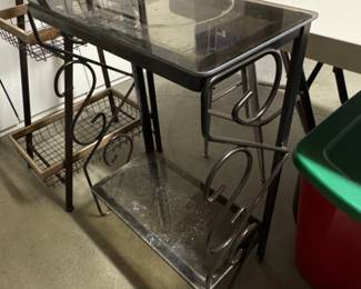 Metal and Glass Tiered Bakers Rack with Baskets
