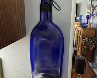 Cobalt Blue Glass Flask with Decorative Finial