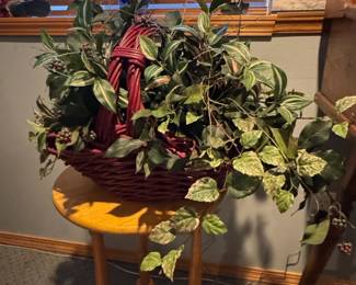 Woven Basket with Faux Greenery