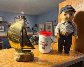 Phillips Clean Up Super Clean Gas Canister and Vintage Sailor Doll