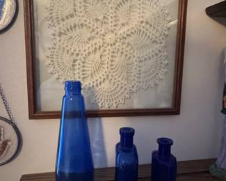 Cobalt Blue Glass Bottles Set of 