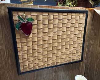 Stained Glass Apple Wall Decor with Woven Background