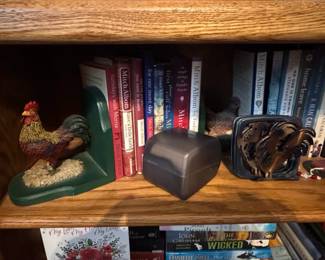 Vintage Cast Iron Rooster Bookends