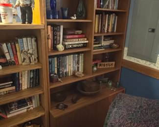 MidCentury Modern Oak Bookcase with Cabinet