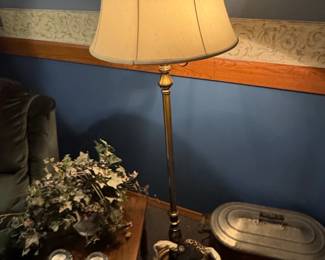 Brass Floor Lamp with Cream Bell Shade