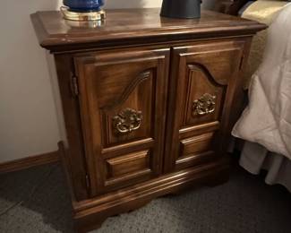 Vintage Wooden Nightstand with Ornate Drawer Pulls