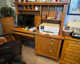 Sauder Orchard Hills Computer Desk with Hutch and File Cabinet