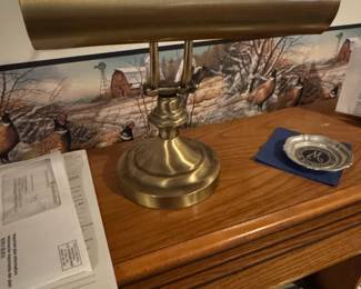 Vintage Brass Bankers Lamp with Underwriters Laboratories Label