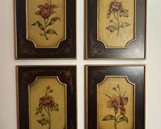 Set of Four Floral Gilded Framed Prints