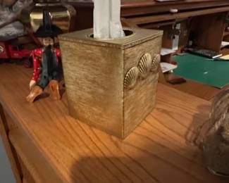GoldToned Seashell Tissue Box Cover  Stylebuilt