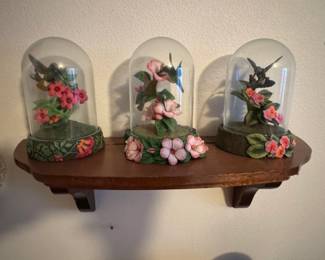 Hummingbird and Floral Dome Figurines Set