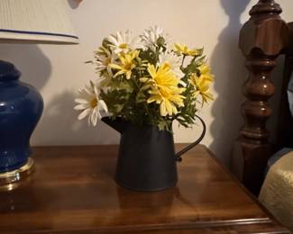 Artificial Daisy Arrangement in Black Metal Pitcher