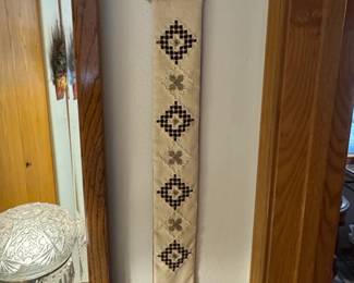 Embroidered Wall Hanging with Geometric Pattern