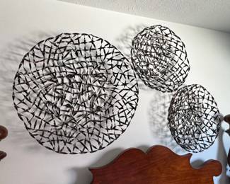 Set of Three Woven Metal Wall Art Sculptures