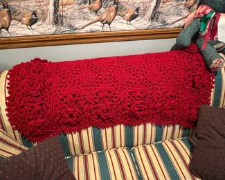 Red Crochet Rose Bouquet Blanket