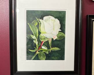 White Rose Watercolor Painting