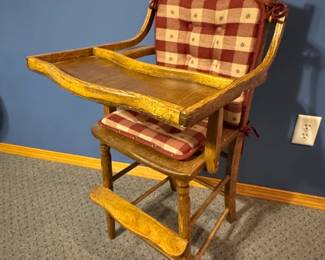 Antique Oak High Chair with Tray