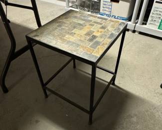 Stone Top Side Table with Metal Frame