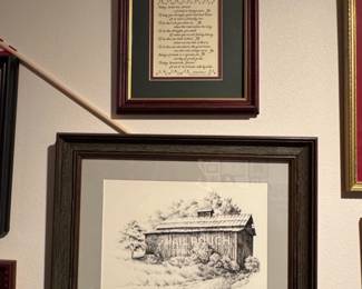 Framed Forever Friends Poem and Chew Mail Pouch Barn Pen and Ink Drawing