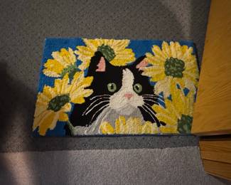 Tapestry Cat and Sunflower Rug