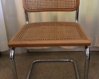 one of 4 Bruer chairs go with Alivar (?) round glass table 