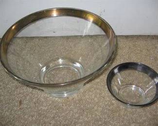 $15 Dorothy Thorpe large flared Serving or Punch Bowl and Salad Bowl with Sterling Silver Rim