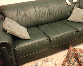 GREEN LEATHER SOFA