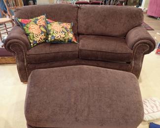 SOFA W/ HOBNAILS  - STORAGE OTTOMAN
