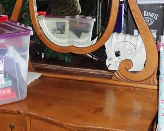 OAK DRESSER W/ HARP MIRROR