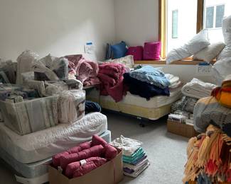 Bed linens (all sizes), rugs, blankets, pillows