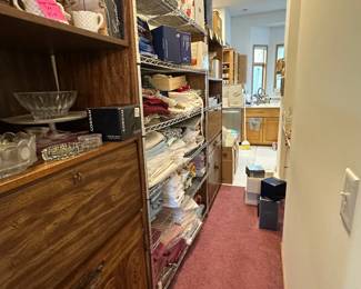 Table linens and misc. glass serving pieces