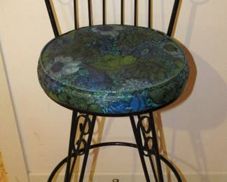 MCM wrought iron swivel bar stool