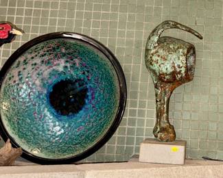 Great pottery piece & freestyle bronze figure