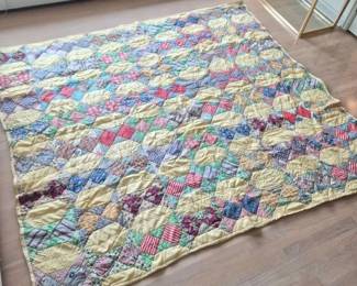 Vintage Yellow Handsewn Quilt