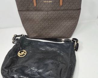 Michael Kors Handbags: Signature Brown Tote & Black Snakeskin Hobo