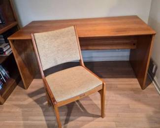 Simple Wood Desk & Upholstered Chair