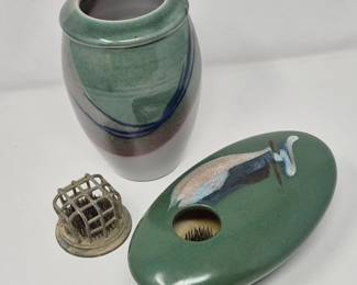 Ikebana Flower Frog Pottery Vase