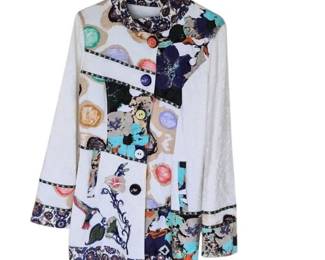 Alexo Abstract Blazer with Embroidered Birds